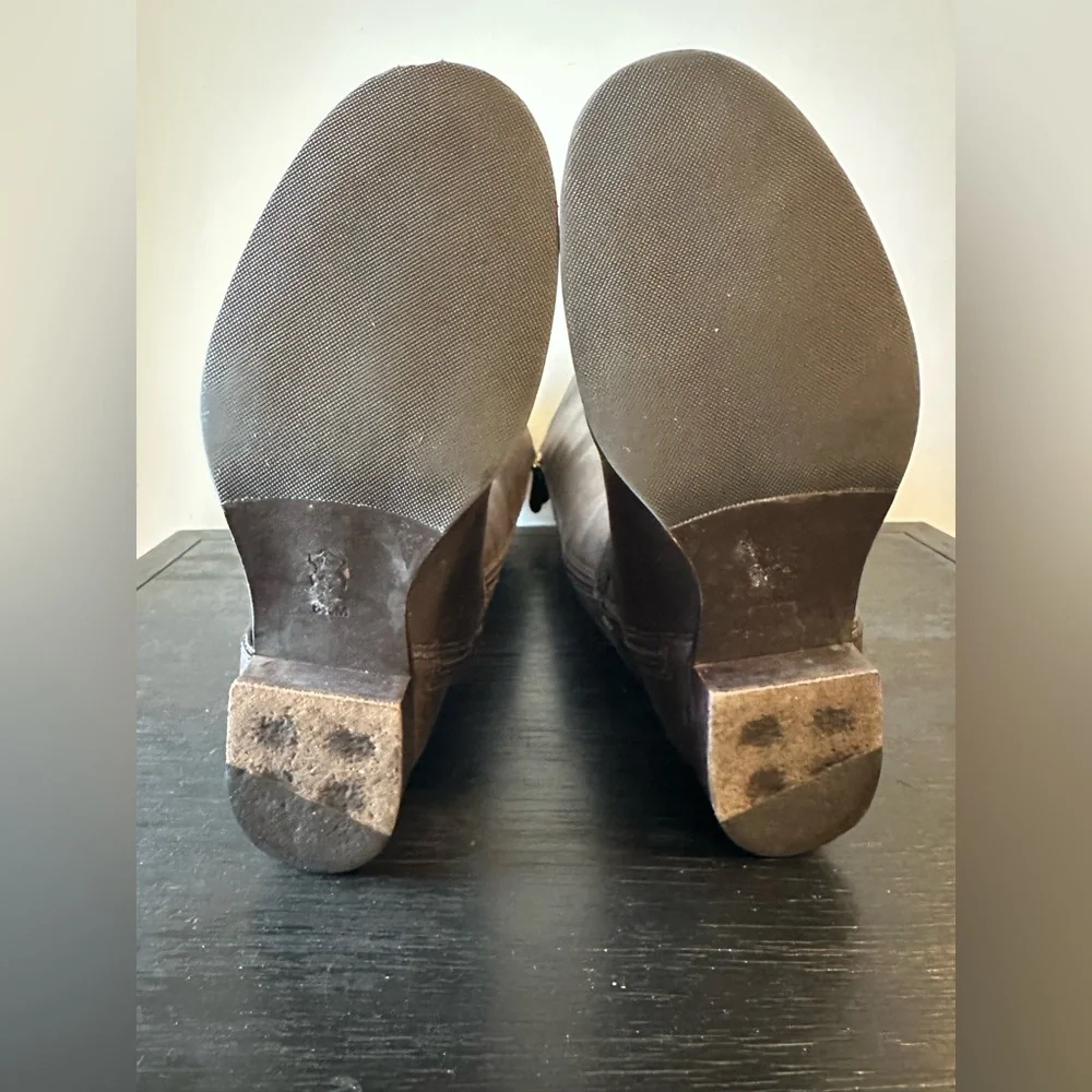 Tory Burch Bristol Brown Coconut Gold Leather Riding Boots Knee Both Size 8.5